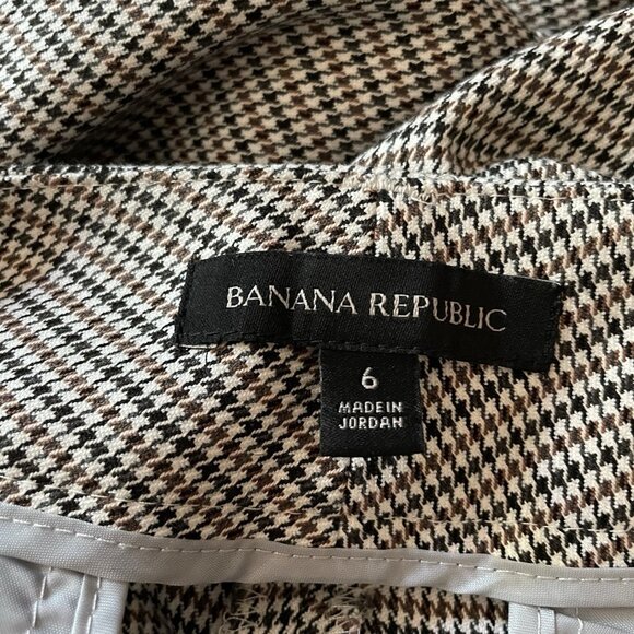 Banana Republic Women 6 Preppy Houndstooth Belted Slim Wide-Leg Cropped Pants - Picture 10 of 11